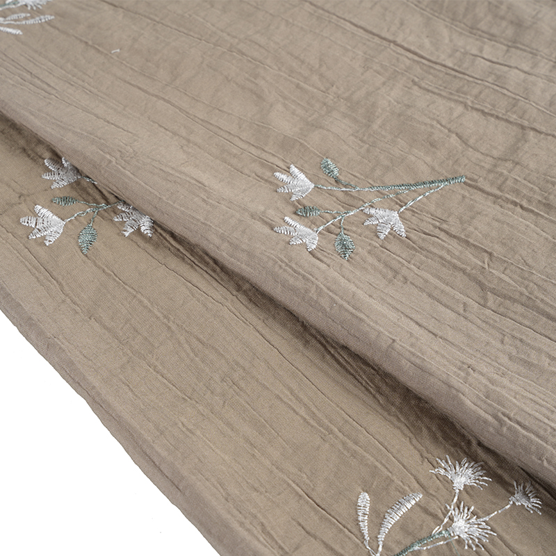 پارچه چروک گلدوزی گل ارکیده دانه هلو