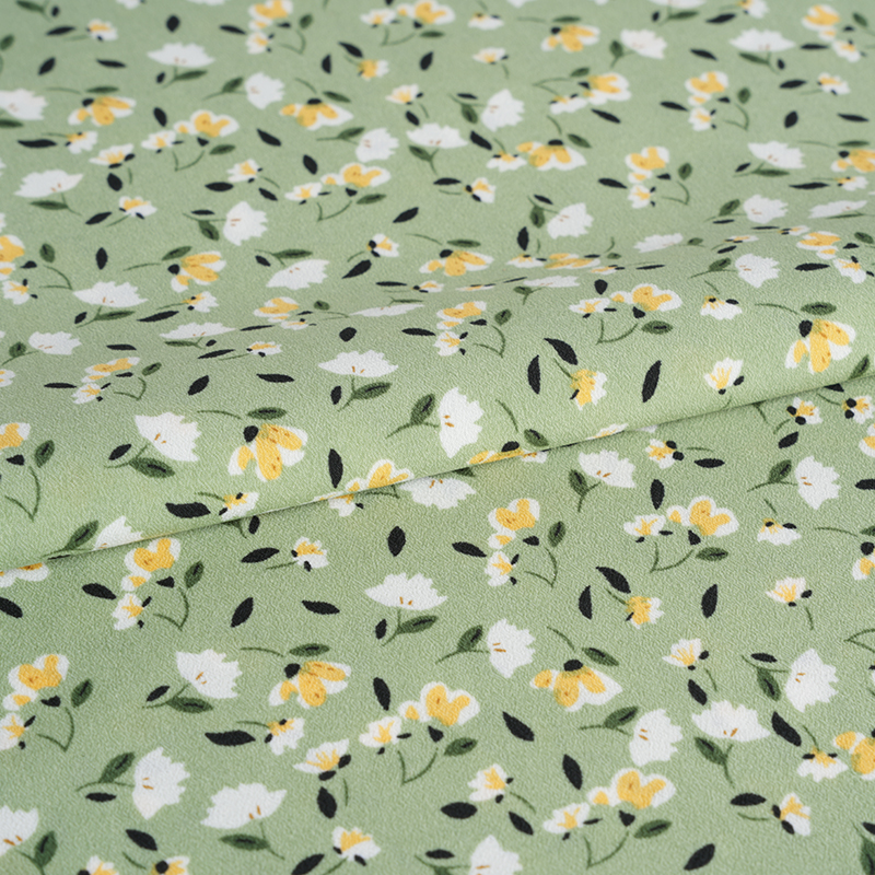 2026*75 پارچه ابریشم تابشی کاذب یائو کرپ پارچه چاپ گلدار کوچک