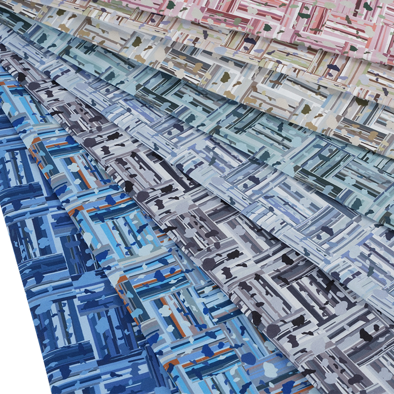 پارچه چاپ دیجیتال بلوک مثبت و منفی انتزاعی 100D*40S ابریشم خنک