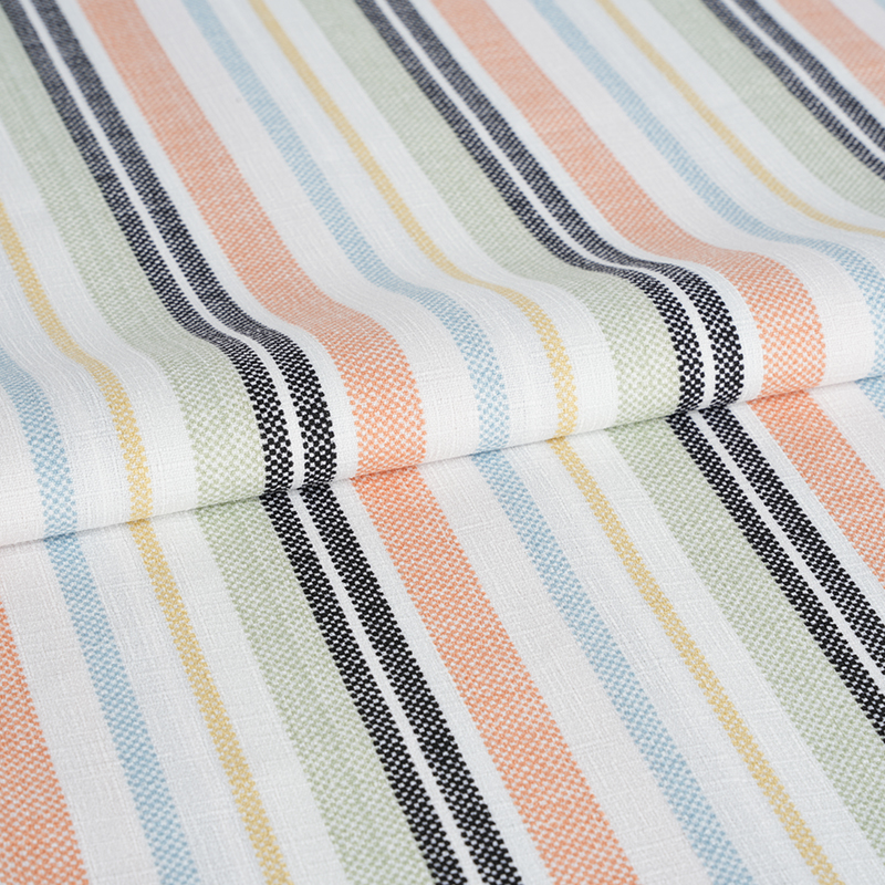 پارچه چاپ نارنجی و نوار مشکی بامبو بامبو 75D False Twist